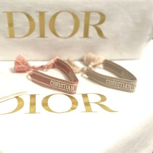 Christian Dior Bracelet Set:  Light biscuit and pale pink cotton set